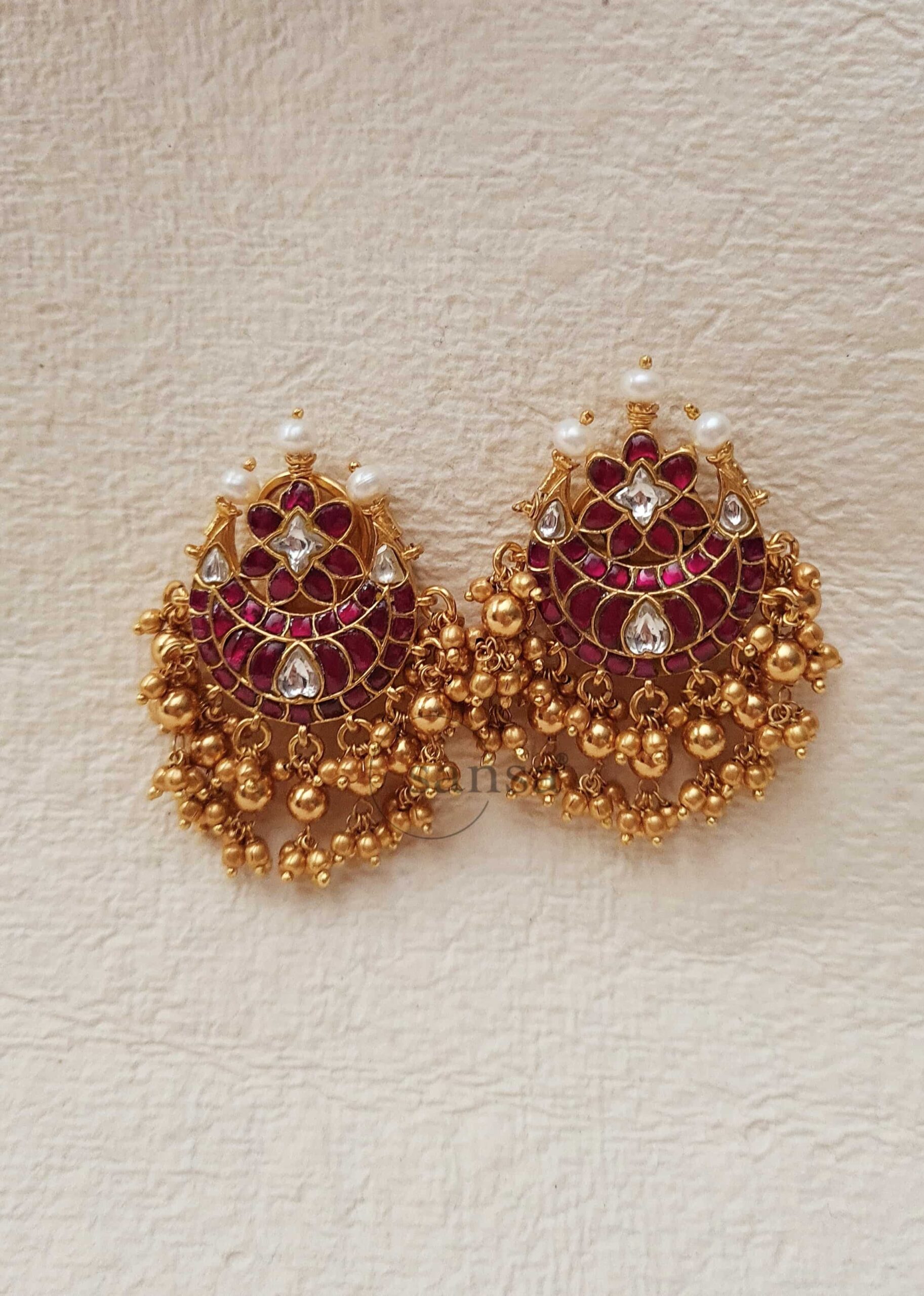 Chandbali kundan store earrings