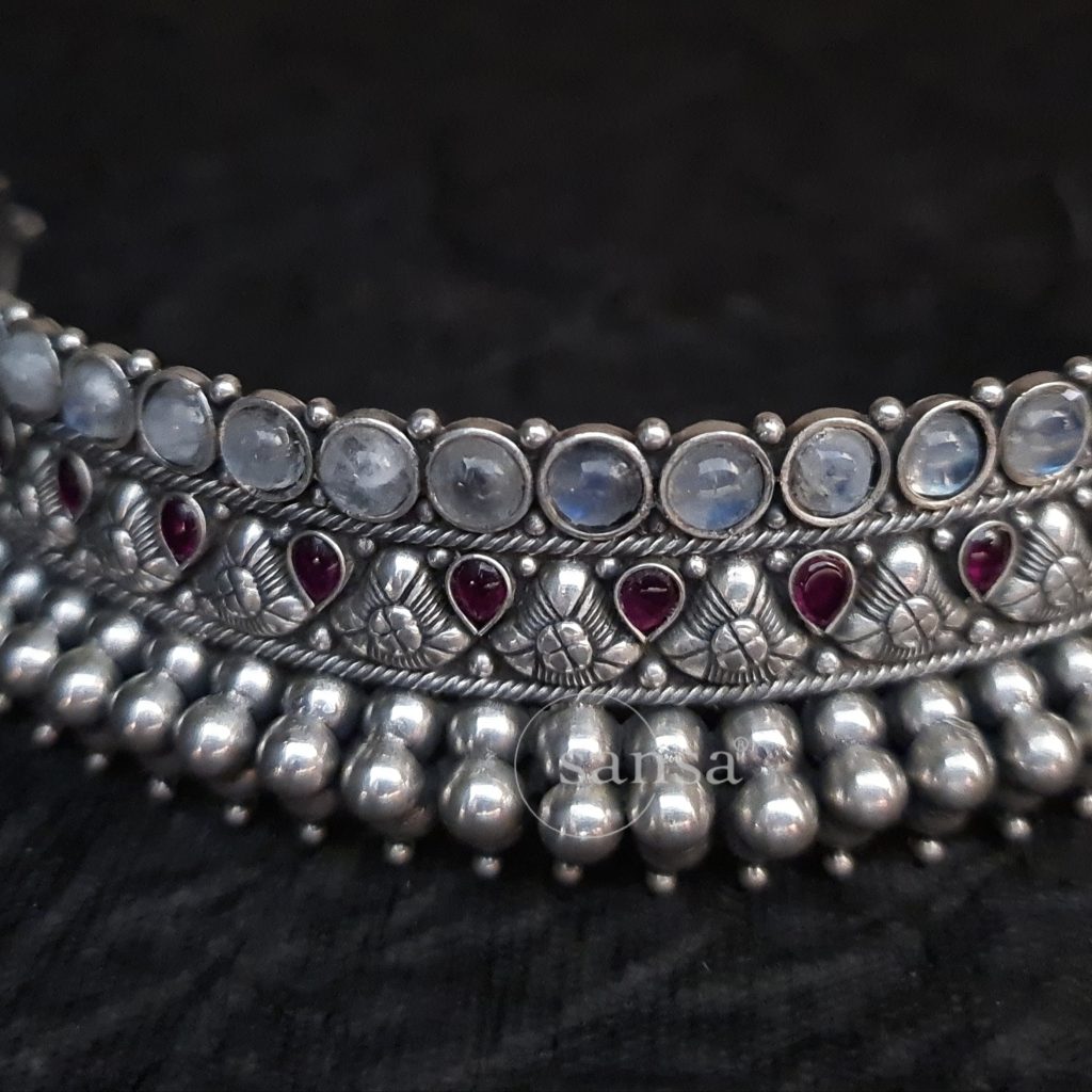 Buy Teejh Antique Silver Polish Choker Necklace Set Online for Women