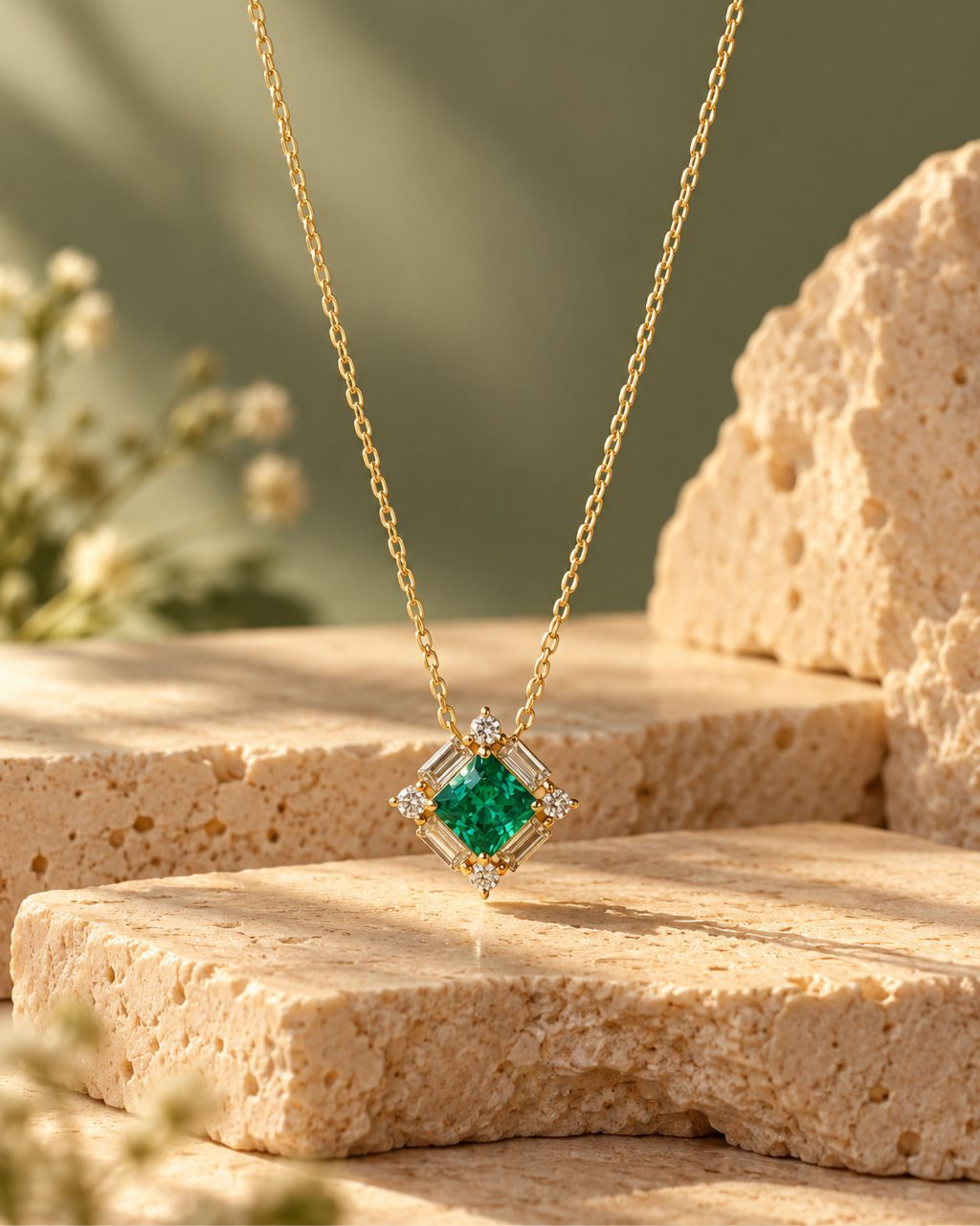 Emerald Halo Necklace